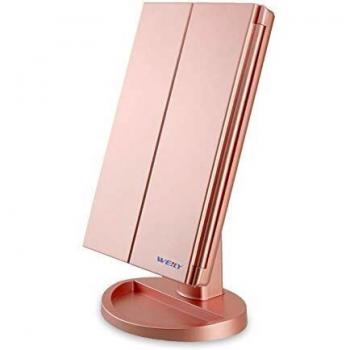 WEILY Dreifach Kosmetikspiegel, 21 LED, Touchscreen, 1X/2X/3X Vergrößerung, USB-Ladefunktion, verstellbare Helligkeit