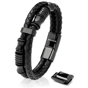 Bracelet Élégant en Cuir Noir pour Homme