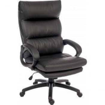 Luxe Luxury Leather Look Executive Office Chair Black