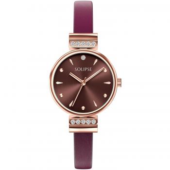 SOW6903 Lila Röd Damklocka med Diamant Facett