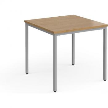 Office Oak Meeting Table with Silver Frame and 800mm x 800mm White Top