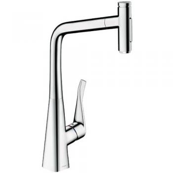 Cocina Hansgrohe M71 320 – Grifo Doble Chorro en Acero Inoxidable