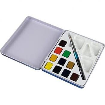Daler Rowney D131900910 Set Metálico de Viaje de Acuarela Aquafine, con 10 Colores Surtidos