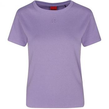 HUGO Modern Logo T-Shirt kurzarm lila Damen