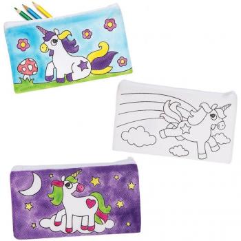 Unicorn Colour-in Fabric Pencil Cases (Pack of 4) Fabric Painting