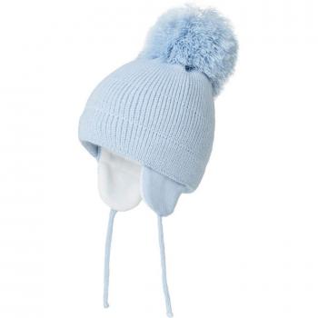 Beanie bébé en polaire avec oreillettes et pompon