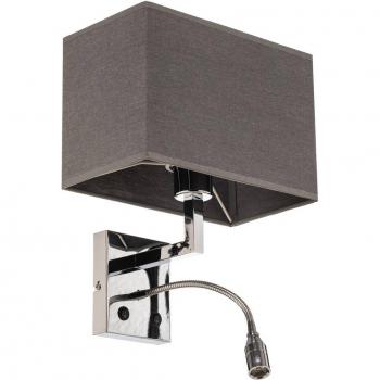 Aplique de pared con brazo flexible y pantalla textil gris