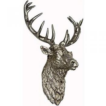 Stag Head Antiques Style Wall Decor – Silver Finish