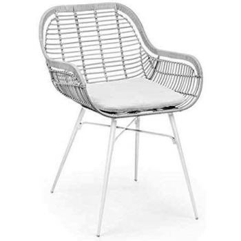 Bizzotto Belisa Sedia 0671485 – Bianco con Bracciolo e Cuscino Comfort