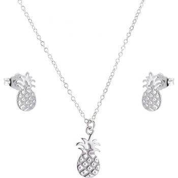 Set “Piña Noble” – colgante y pendientes en plata con acabado de rodio