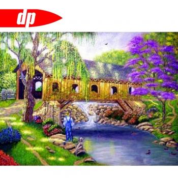 Diamond Embroidery Bridge and River