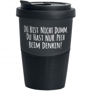 Porzellan‑Thermobecher Pechkeks Kaffee, 300 ml, deckelnd, matt schwarz