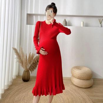Seasonal Maternity Cozy Sweater Dress