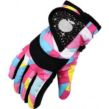 Kids Winter Warm Solid Color Gloves – Boy/Girl Ski Long‑Sleeved Mitten Windproof Snowboard Riding Gloves