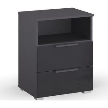 Nachtschrank RAUCH Koluna – Glasfront, 2 Schubladen, große Aufbewahrung, MADE IN GERMANY