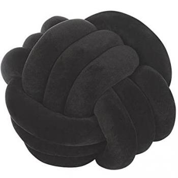 Cuscino Decorativo a Nodo in Velluto Nero 30 x 30 cm