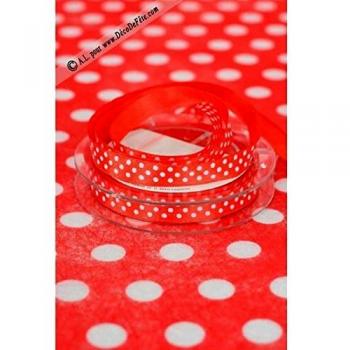 Ruban satin à pois rouge 0,95 cm x 10 m