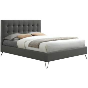 Letto matrimoniale Costanza tessuto grigio 140 x 190 cm capitonné