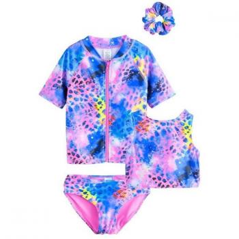 Next UV‑Bademode „Purple Animal“: Bikini, Rash‑Vest & Scrunchie – Set für 3–16 Jahre
