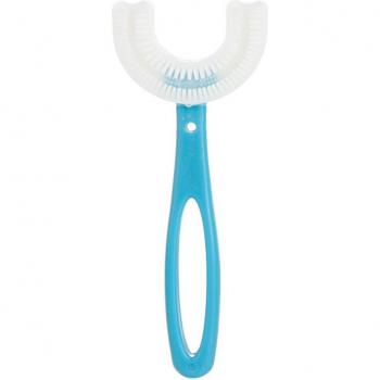 Cepillo dental en forma de U para niños, con mango de silicona, limpieza bucal para edades de 2 a 12 años