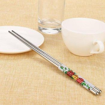 Set de 1 Par de Palillos de Acero Inoxidable con Diseño Antideslizante