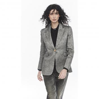 Blazer Femenino Lino Gris Brillante