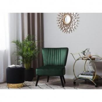 Poltrona In Tessuto Vellutato Verde Smeraldo