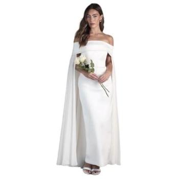 Coast Bardot Ivory Wedding Dress with Cape Detail – Size 12
