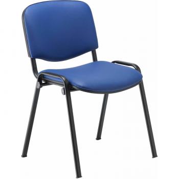 Black Frame Office Hippo Stackable Reception Chair with Blue PU Cushion (4-Pack)
