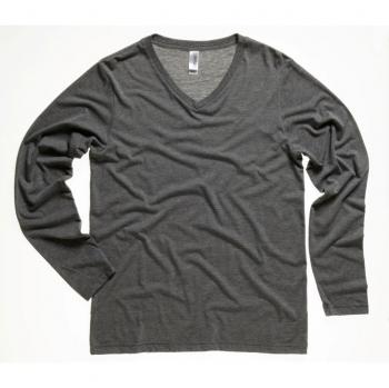 Men's Triblend V-Neck Long Sleeve T-Shirt – 5 Pack (Grey)