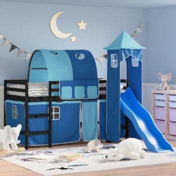 Kinderhochbett mit Turm Blau 90x190 cm vidaXL Kiefer