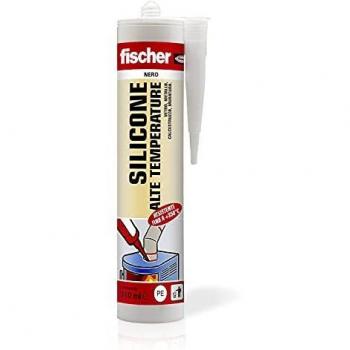 Fischer silicone sigillante alte temperature sat nero, fino a 350°, acetico, per muratura, plastiche, metallo, vetro e ceramica, ottimo su caminetto s