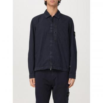 Stone Island Old Effect – Zip‑Over‑Shirt in Marineblau, S‑Größe