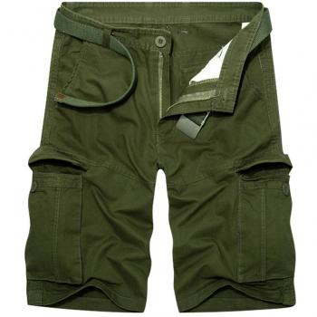 RMane Herren Sommer Cargo Shorts mit Taschen (Armee grün, W34)