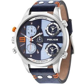 POLICE Copperhead Herren-Analoguhr aus Leder, Quarzwerk – P14374JS‑03