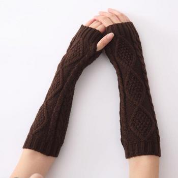 Knitted Half Finger Gloves with Autumn/Winter Jacquard Pattern