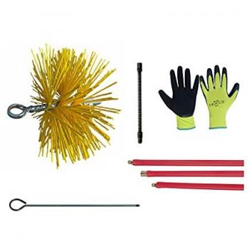 Kit di Pulizia Canne Fumarie 10 Metri con Scovolo in NYLON 20 cm e Guanti in omaggio