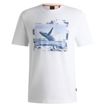 T-shirt BOSS Te_Dunetrace 50539187, colore bianco, modello regular fit