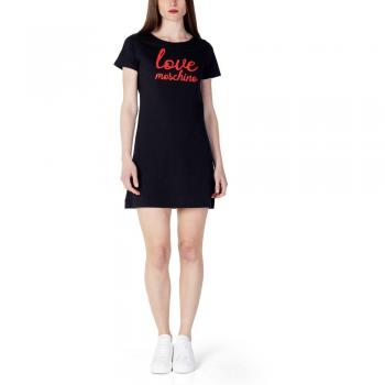 Black Short-Sleeve Cotton Dress