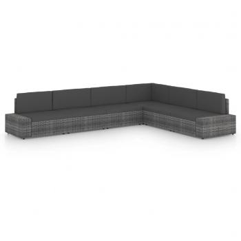 Conjunto Garden Lounge Vidaxl: 6 Piezas con Cojín de Mimbre Color Gris