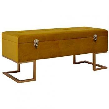 105 cm Mustard Velvet Storage Bench