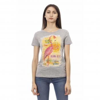 Graues T-Shirt aus Baumwolle mit künstlerischem Design