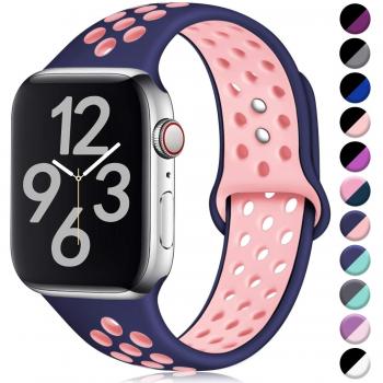 Cinturino Compatibile Hamile per Apple Watch Serie 3, 2, 1 – Colore Blu e Rosa
