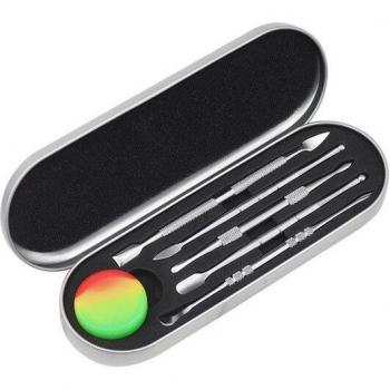 Ensemble de 5 poussoirs à cuticules, outil de sculpture à la cire, cuillère à ongles en titane, récipient silicone 5ml