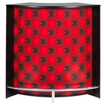 Comptoir de Bar Noir avec Trois Niches et Pieds Métalliques – 106,9 × 104,8 × 53,3 cm