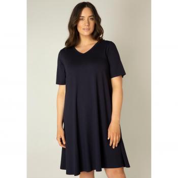 Curvy Shirtkleid „Abernathy“ – Damen – Jersey in Dunkelblau – Größe 58 (60) – V-Ausschnitt