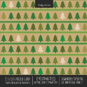 Christmas Trees Pattern Scrapbook Paper Pad 8x8 Decorative Scrapbooking Kit for Cardmaking Gifts, DIY Crafts, Printmaking, Papercrafts, Green Giftwrap Style