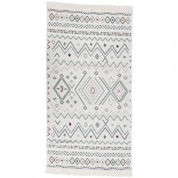 Beige and Blue Cotton Area Carpet 160x230 cm