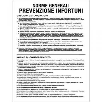 Cartello segnalatore 50x67 cm norme generali prevenzione infortuni polionda
