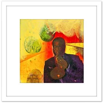 Wooden Framed 8×8 “Satchmo” Painting by Adi Holzer